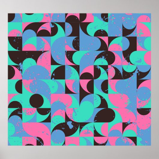 Tegels Neon roze groen Poster (Voorkant)