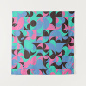 Tegels Neon roze groen Wandkleed (Voorkant (horizontaal))