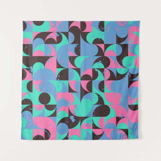 Tegels Neon roze groen Wandkleed (Voorkant)