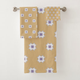 Tegels Paarse Gouden Bloemen-Look Fractal Art Gold Bad Handdoek