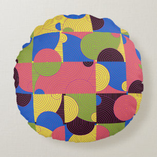 Tegels Retro 1960s Pattern Rond Kussen