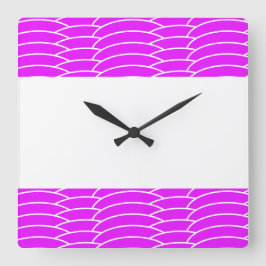 Tegels Tropisch Roze Wit Art Deco Waves Strepen Vierkante Klok