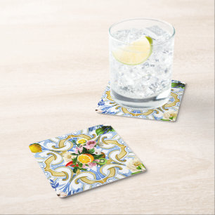 Tegels uit de Middellandse Zee, majolica, Siciliaa Kartonnen Onderzetters