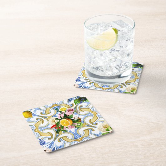 Tegels uit de Middellandse Zee, majolica, Siciliaa Kartonnen Onderzetters (Insitu)