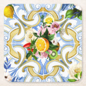 Tegels uit de Middellandse Zee, majolica, Siciliaa Kartonnen Onderzetters (Voorkant)