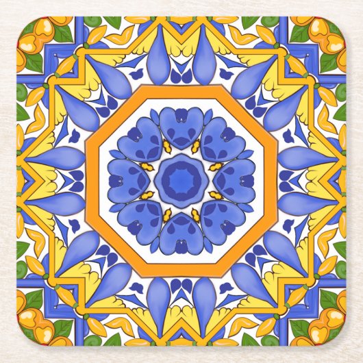 Tegels uit de Middellandse Zee, majolica, Sicilië, Kartonnen Onderzetters (Voorkant)