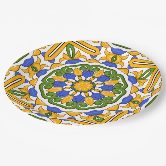 Tegels uit de Middellandse Zee, majolica, Sicilië, Papieren Bordje (Gekanteld)