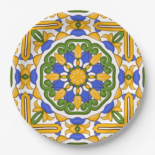 Tegels uit de Middellandse Zee, majolica, Sicilië, Papieren Bordje (Voorkant)