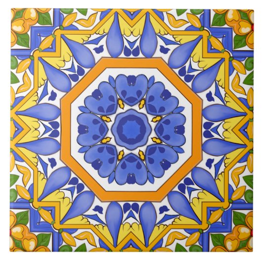 Tegels uit de Middellandse Zee, majolica, Sicilië, Tegeltje (Voorkant)