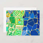 Tegels van de groene mozaïekparc Guell in Barcelon Briefkaart (Voorkant / Achterkant)