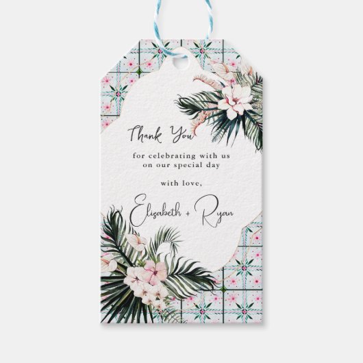 Tegels van Floral | Marokkaans tropisch huwelijk D Cadeaulabel (Voorkant)