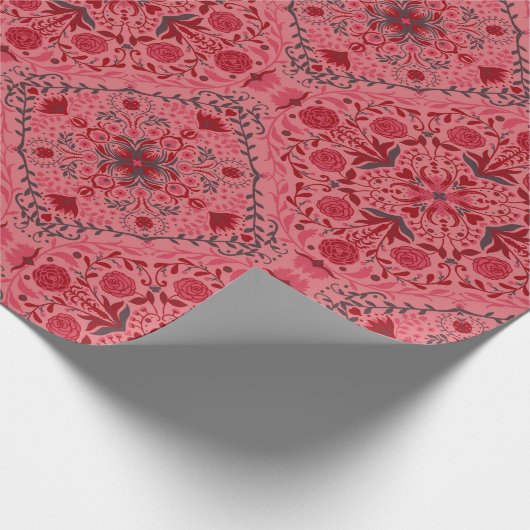 Tegels van Florence in rood en watermeloensroze Cadeaupapier (Hoek)