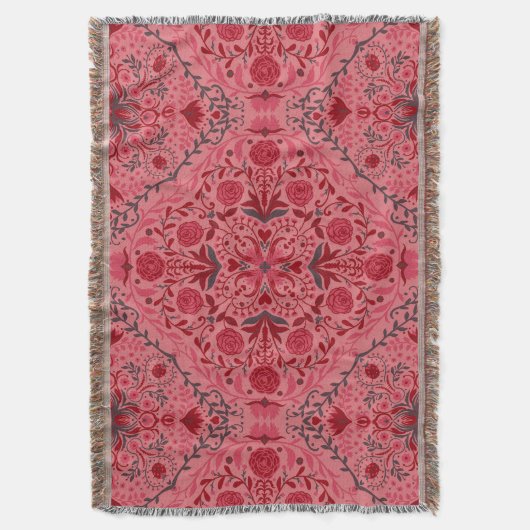 Tegels van Florence in rood en watermeloensroze Deken (Voorkant Verticaal)