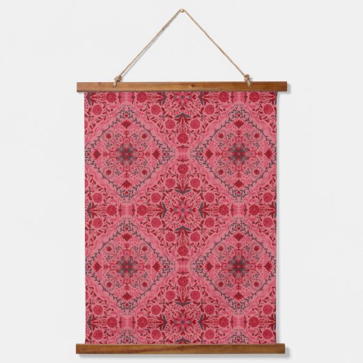 Tegels van Florence in rood en watermeloensroze Hangend Wandkleed (Voorkant)