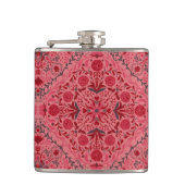 Tegels van Florence in rood en watermeloensroze Heupfles (Voorkant)