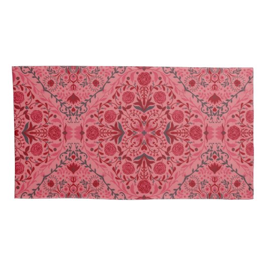 Tegels van Florence in rood en watermeloensroze Kussensloop (Achterkant-Rechts)