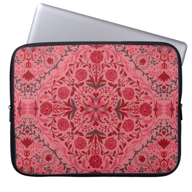 Tegels van Florence in rood en watermeloensroze Laptop Sleeve (Voorkant)