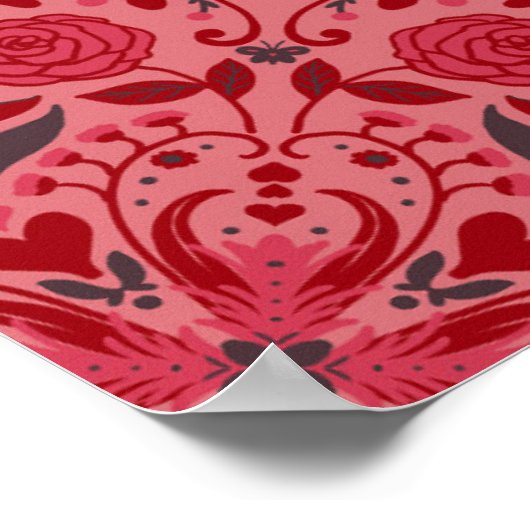 Tegels van Florence in rood en watermeloensroze Poster (Hoek)