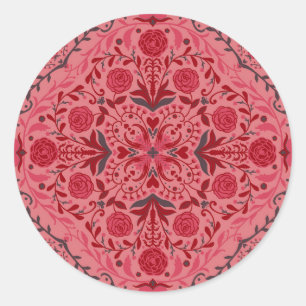 Tegels van Florence in rood en watermeloensroze Ronde Sticker