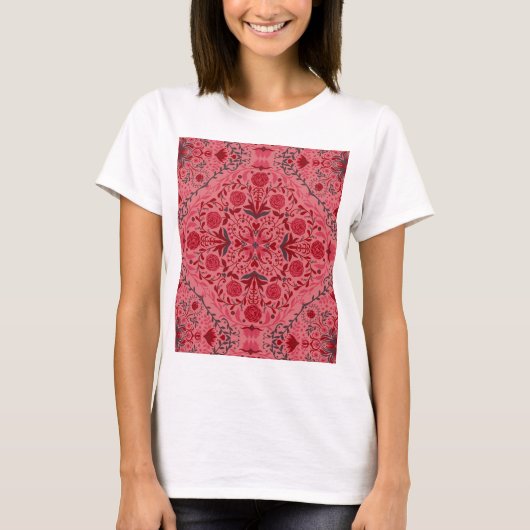 Tegels van Florence in rood en watermeloensroze T-shirt (Voorkant)