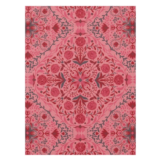 Tegels van Florence in rood en watermeloensroze Tafelkleed (Voorkant)