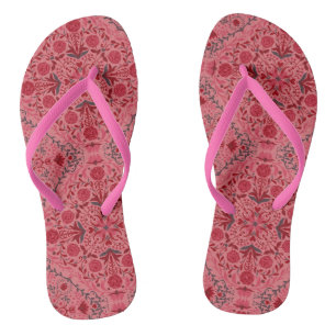 Tegels van Florence in rood en watermeloensroze Teenslippers