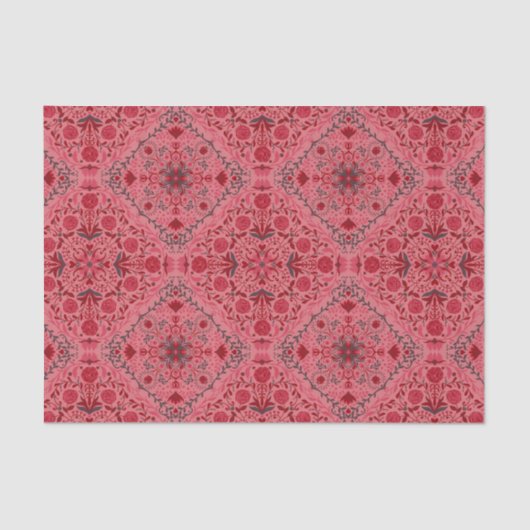 Tegels van Florence in rood en watermeloensroze Tissuepapier (Voorkant)