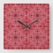 Tegels van Florence in rood en watermeloensroze Vierkante Klok (Voorkant)
