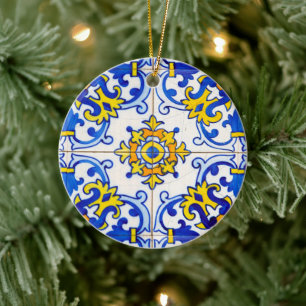 Tegels van het Azulejo-panel: Kerstmis Keramisch Ornament