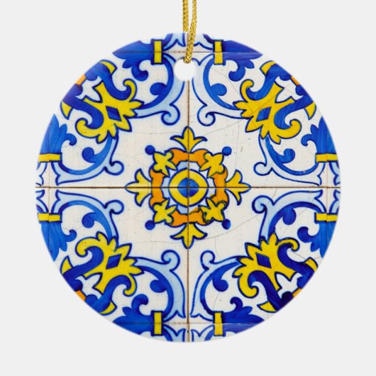 Tegels van het Azulejo-panel: Kerstmis Keramisch Ornament (Voorkant)