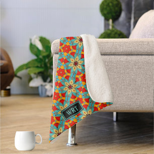 Tegels van roomkleurig turquoise-ventilator sherpa deken