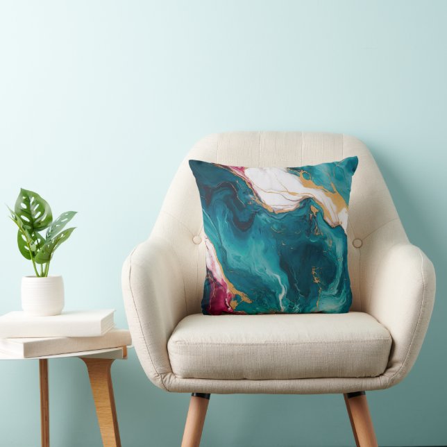 Tegels van Teal & Crimson Marmer Elegantie Kussen (Stoel)