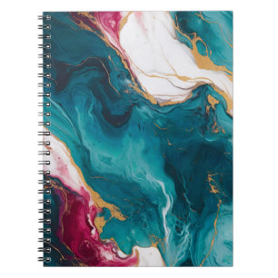 Tegels van Teal & Crimson Marmer Elegantie Notitieboek