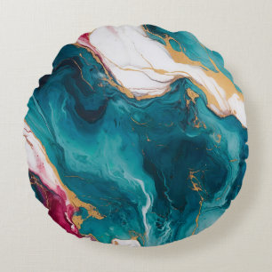 Tegels van Teal & Crimson Marmer Elegantie Rond Kussen