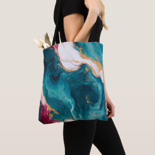 Tegels van Teal & Crimson Marmer Elegantie Tote Bag