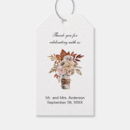 Tegels van terracotta roest floral huwelijks bedan cadeaulabel