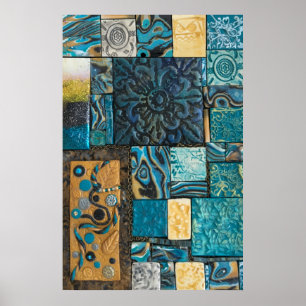 Tegels van Turquoise en Gold Mosaic Poster
