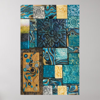 Tegels van Turquoise en Gold Mosaic Poster