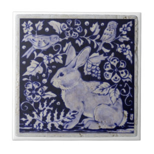 Tegels - Vintage Blauwe en Witte Wilde Dieren Vos Tegeltje