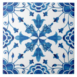 Tegels voor de zomermediterrane blauwe bloemen tegeltje