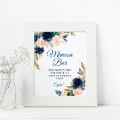 Tegels voor Navy Blue & Blush Bloemendouche Mimosa Poster