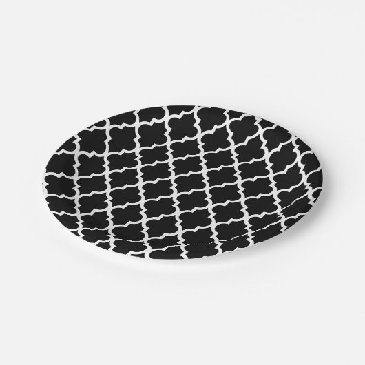 Tegels voor zwart-wit Quatrefoil Papieren Bordje (Gekanteld)