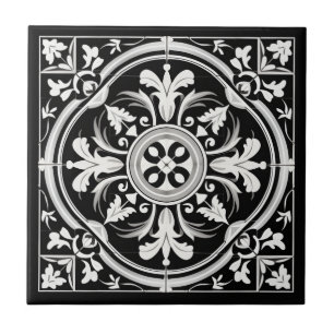 Tegels, zwart-wit, oude Tegel Pattern Tegeltje