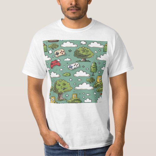 Tegelspel Video Game Symbool Patroon T-shirt (Voorkant)