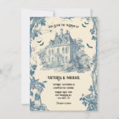 Tegelspookachtig Halloween chateau bruiloft uitnod Kaart (Voorkant)