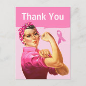 Tegeltje Borstkanker Bewustzijn Bedankt Roze Lint Briefkaart (Voorkant)