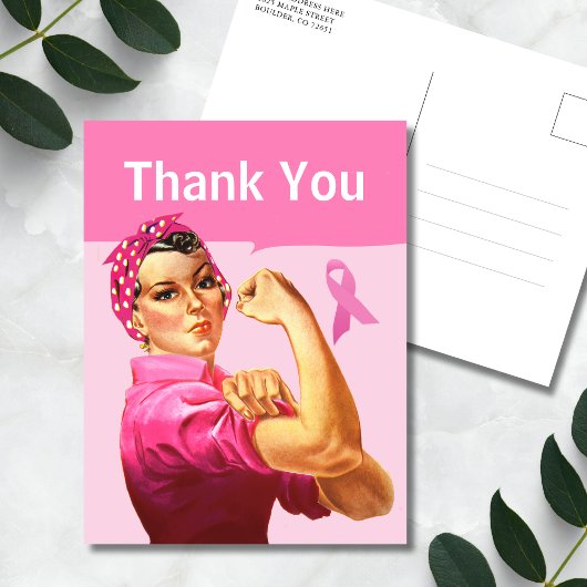 Tegeltje Borstkanker Bewustzijn Bedankt Roze Lint Briefkaart