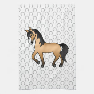 Tegeltje met een paard in buckskin kleur theedoek