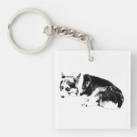 Tegeltje met kleine Corgi Sleutelhanger (Voorkant)