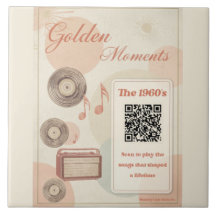 Tegeltje met QR-code voor muziek uit de jaren 60 v
